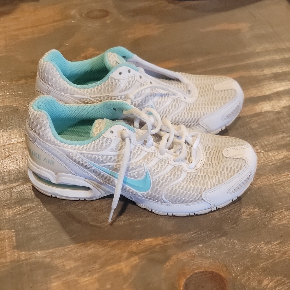 Nike Air White and Aqua Athletic Sneakers
